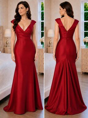 Pamella Roland Red Crimson Shine Formal Gown $860